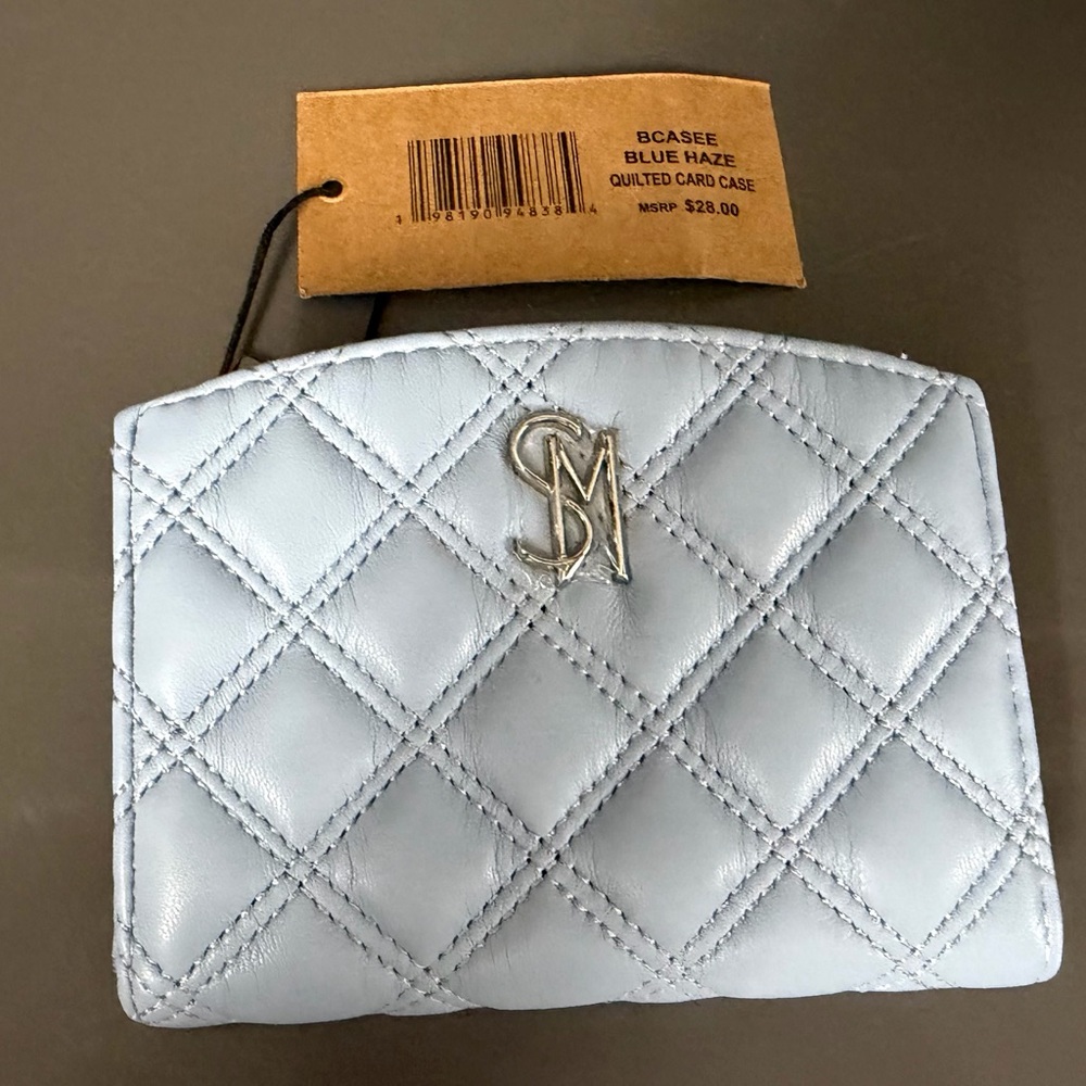 Steve Madden Blue Quilted Card Holder